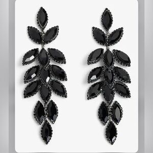 Express Rhinestone leaf drop earring size 4”